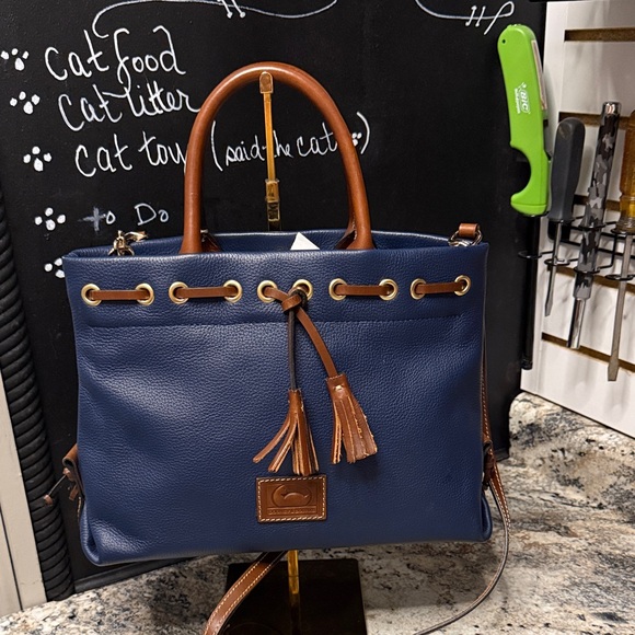 Dooney & Bourke Handbags - Dooney & Bourke Blue and Brown Leather Tote Bag
